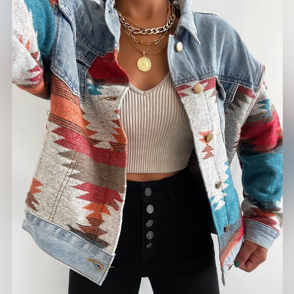 NWT POLAGRAM ASHBURY POCKETED WOVEN CONTRAST 🏜️ DENIM JACKET, Sz.S, BNWTIB